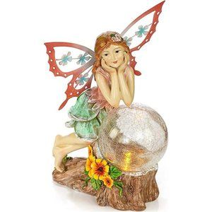 Fairy Solar Powered Outdoor Decor Garden Light with LED Crackled Glass Globe